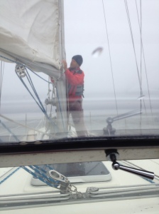 Ralph taking down the sail