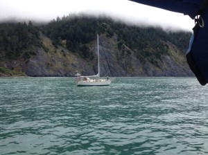 Dennis and Andante arriving at Shelter Cove