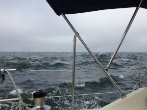 Rough, churning water off the Columbia river entrance