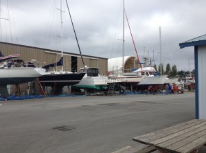 Boat maintenance and repair happening everywhere around here
