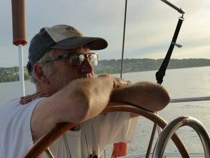 Ralph at the helm of ArielX (photo credit AB)
