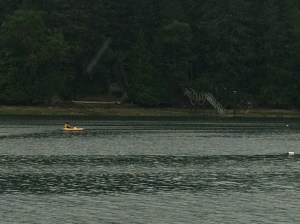 Noah kayaking in the rain at Port Browning