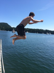Brave Noah jumping in 